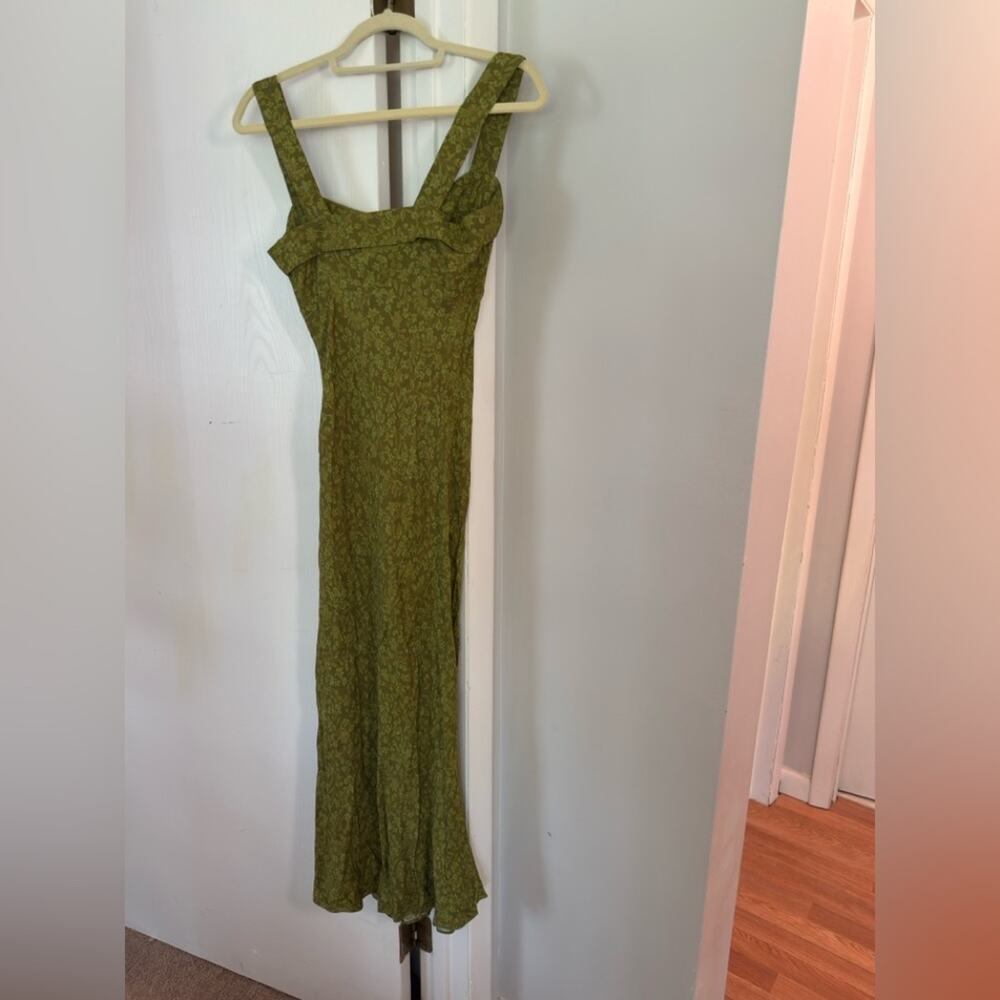 Reformation Olive Green Floral Midi Dress - Picture 3 of 4
